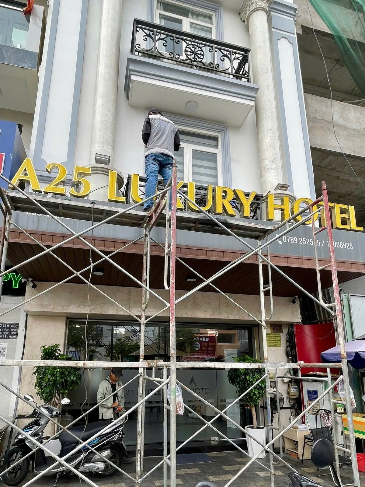 A25 Luxury Hotel storefront signage